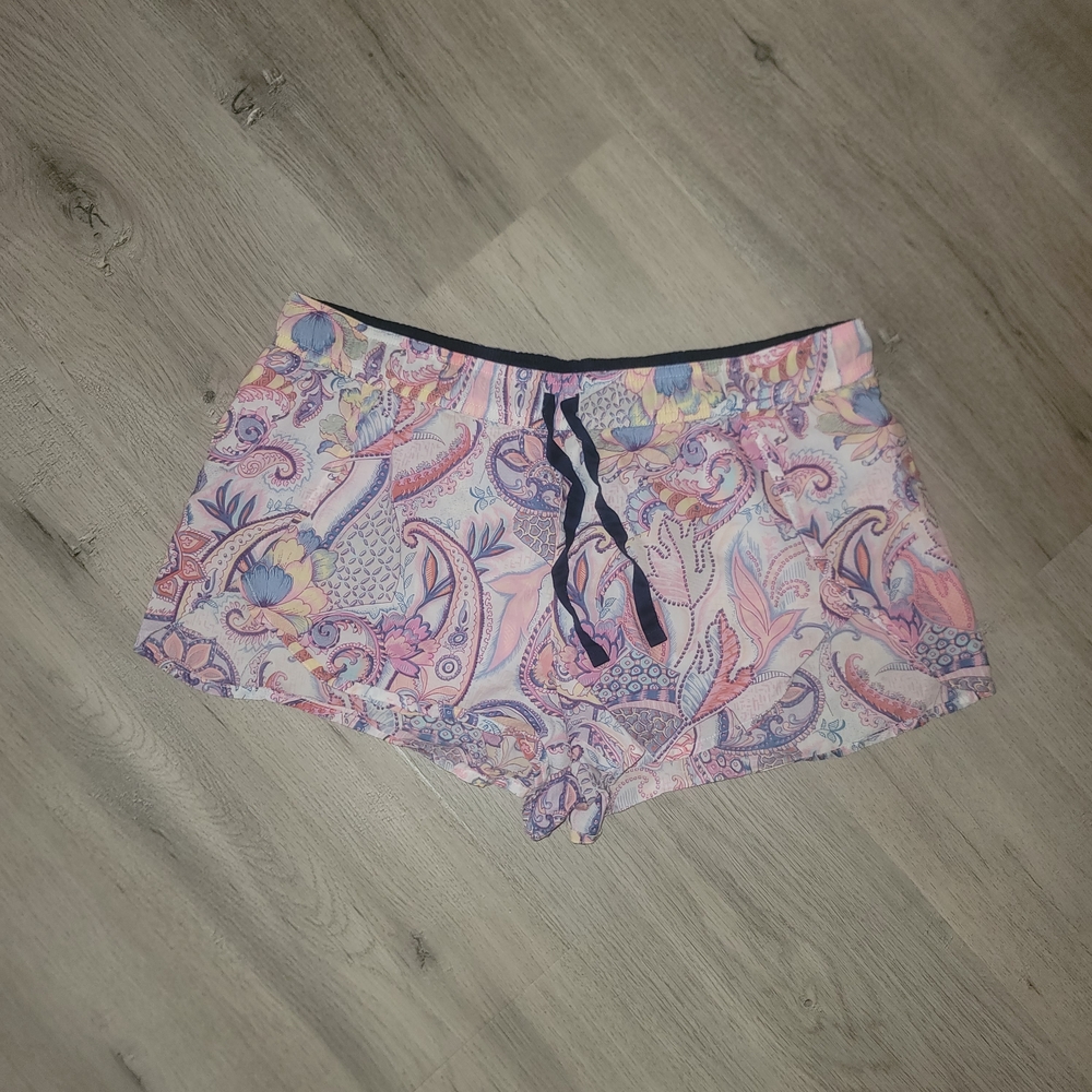Victoria's Secret Pink Paisley Sleep Shorts with Navy Drawstring
